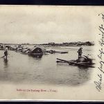 P) DAP China, Flöße a. d. Syniang-Fluss, SMS Leipzig in Hankau n. Kiel 1907