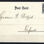 P) DAP China AK/Glückwunschkarte mit Mi 4 I als EF Shanghai-Erfurt 1900