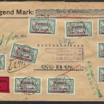 P) Memel Mi 39 I (12), 38aI, MiF Wertbrief / Eilbote, Zensur Königsberg