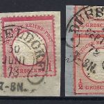 Hufeisenstempel Düsseldorf auf DR Mi 3+19, gp. Sommer BPP
