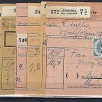 Bund 1951, Lot Posthorn Paketkarten, dabei Mi 125 Bogenteil