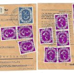 Bund 1951, Lot Posthorn Paketkarten, dabei Mi 125 Bogenteil