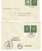 Bund 1953 2 Belege mit Mi 151+163 und 163 Paar als FDC