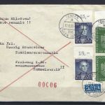 Bund, Mi 163 senk. Paar OR, 166 OR (2) Mif Eilbote Tengen n. Freiburg