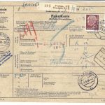 Bund 1954, Mi 186x, 196x MiF Paketkarte n. Belgien und Weiterleitung