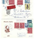Bund 1956, 2 Belege Wertbrief Deu. und LuPo USA, Heinrich v. Stephan