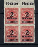 P) DR Mi 309 B Pb P OR ** 4er-Bl., einwandfrei, gep. Infla Berlin, ME 420€