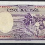 Spanien, 25 Pesetas 31.8.1936 (1938) Pick 87b, Zustand I - I-