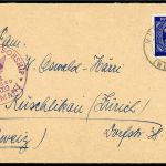 Kontrollrat I Mi 934d, EF Zensur, Mühlacker n. Zürich, FA Schlegel BPP