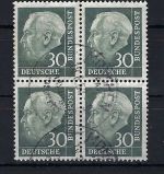 Bund 1954, Mi 259xv ° 4er-Bl. einwandfrei, gp. Schlegel BPP, ME 300€