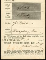 P) Braunschweig Mi 9a (2/4) auf Postschein, Aufgabe L1 Holzminden