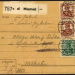 P) Memel Vorläufer, Ersttag Vorläuferperiode, Paketkarte