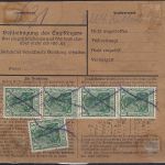 P) Memel Vorläufer Mi V 115 EF Paketkarte n. Szieszgirren