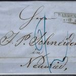 P) Preußen 1858 Vorphilabrief mit Ra2 Barmen n. Neuwied, Taxe Vermerk