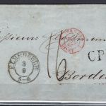 P) Preußen Vorphilabrief Elberfelde n. Bordeaux, mit rotem K2 Prusse...
