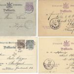 P) Württemberg 1878-1901, 4 Frage/Antwortkarten, versch. Destinationen