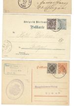 P) Württemberg 7 Behörden-Ganzsachen, dabei bessere Entwertungen
