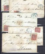 P) NDP 5 Belege mit blauem K2 Hannover-Stempel "Bodenfelde"