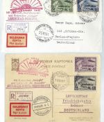 P) Zeppelinpost, Russland Mi 402-405 auf Karte/Beleg, Polarfahrt 1931