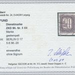 P) DDR Dienst ZKD, Mi 3XII° Tagest., KB Schönherr BPP, SELTEN