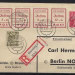 Lokalausgaben 1945-50 Großräschen, Mi 34-37B 4er.-St. Einschreibekarte