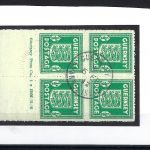 D. Bes. Guernsey Mi 1a ° Viererblock-UR mit DV, KB Wieneke BPP