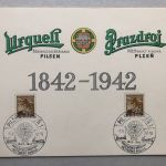 P) B&M Erinnerungsblatt URQUELL Brauerei Pilsen 1842-1942, selten