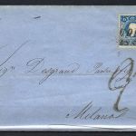 P) Lombardei-Venetien Mi 11 II EF Udine n. Mailand, Taxe Stemp.