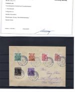 C) Bizone FDC Teil-Zehnfachfrankatur, Befund Schlegel BPP, portogerecht