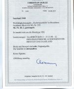 Saarland , Block 2 mit SoSt, ME 2.400€, FA Geigle BPP, einwandfrei