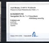 Saargebiet Mi 7 c I ** 4er-Block einwandfrei, ME 200€, KB Braun BPP