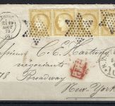 Frankreich Mi 50 4er-Streifen, Seepost Paris n. New York