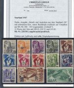 Saarland Mi 226-238 I **/* (232, 236 *, Rest **), ME 3.150€, FA Geiglr BPP