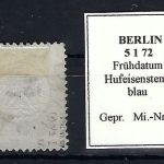 DR Mi 2a ° mit blauem Hufeisenstempel Berlin, Frühdatum
