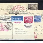 DR Mi 456-458 auf Karten / Beleg, Polarfahrt 1931, 1x via Leningrad