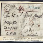 C) Hannover Vorphila, mehrfach austaxierter Brief 1853 Aurich n. Gera
