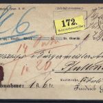 P) Altdeutschland, Nachnahmebrief Carlsruhe n. Fluttendorf (AT) 1871