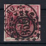P) Bayern Mi 9a° dopp. Entwertung oMR 356+K1 Nürnberg, Luxus breitrand.