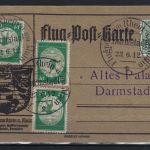 P) DR Flugpost Mi III auf Postkarte Rhein am Main, ME 400€