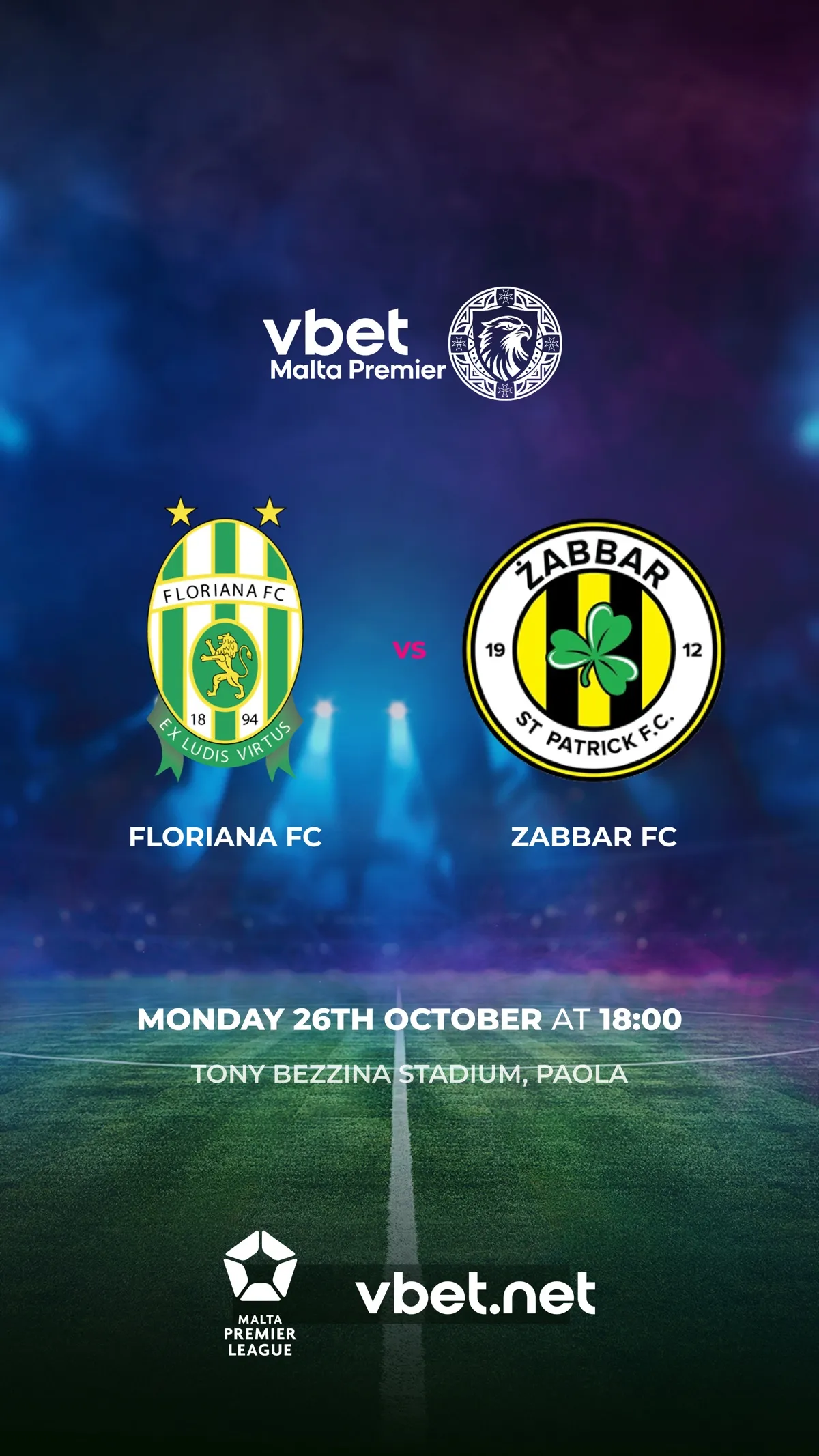 Floriana FC - Zabbar St. Patrick FC - VBet Malta Premier League 2026/2027