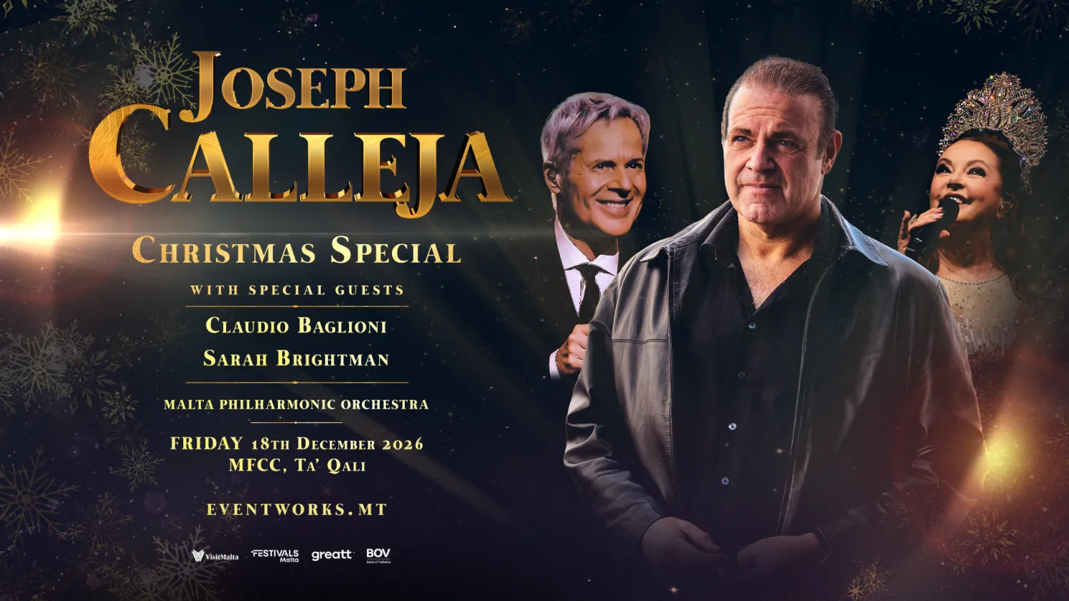 Joseph Calleja Christmas Concert 2026 featuring Claudio Baglioni & Sarah Brightman