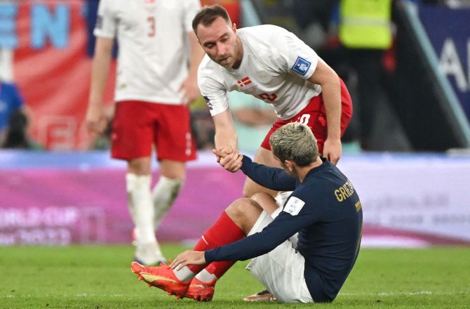 VM -Hjulmand: Griezmann fulgte Eriksen rundt på banen