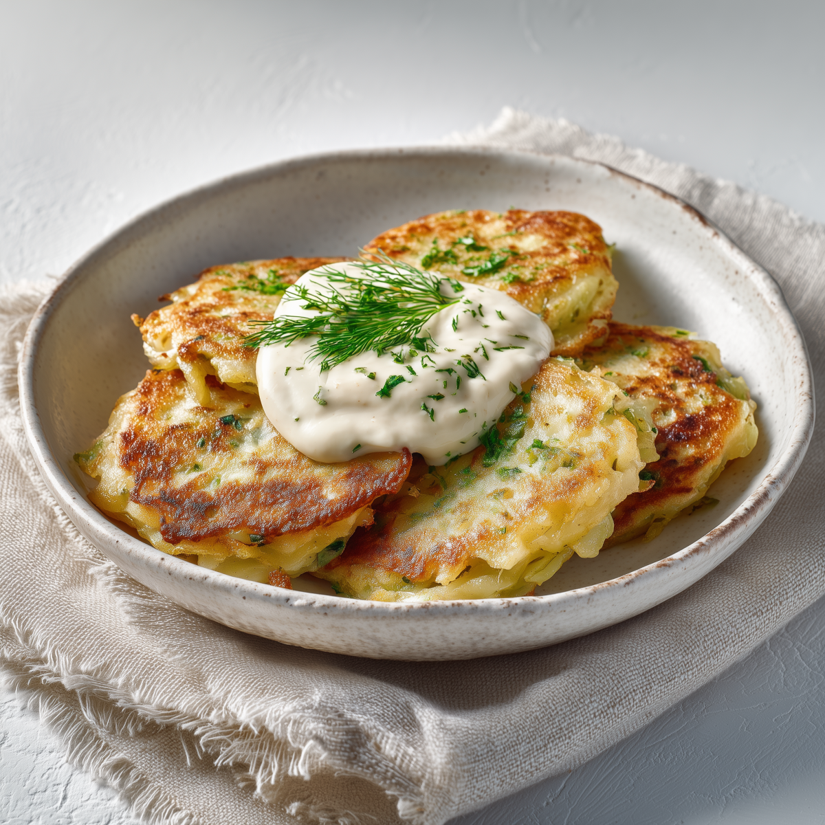 Sauerkrautpuffer mit Knoblauchsauce