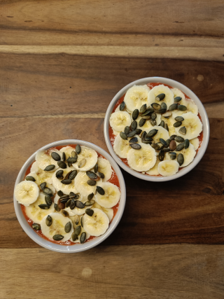 Strawberry pudding with basil seeds