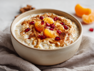 Kremowa owsianka z jajkiem, masłem orzechowym i owocami