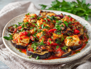 Orientalne zapiekane bakłażany z tofu