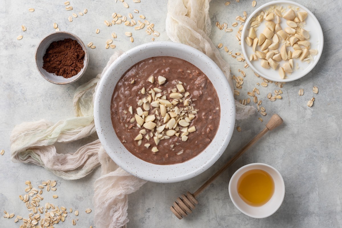 Recept voor Havermout met cacao en amandelen