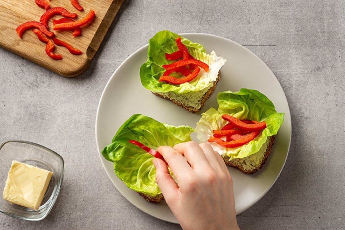 Recept voor Broodje met sla en paprika