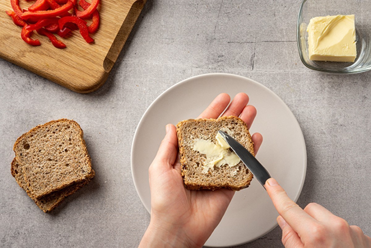 Recept voor Broodje met sla en paprika