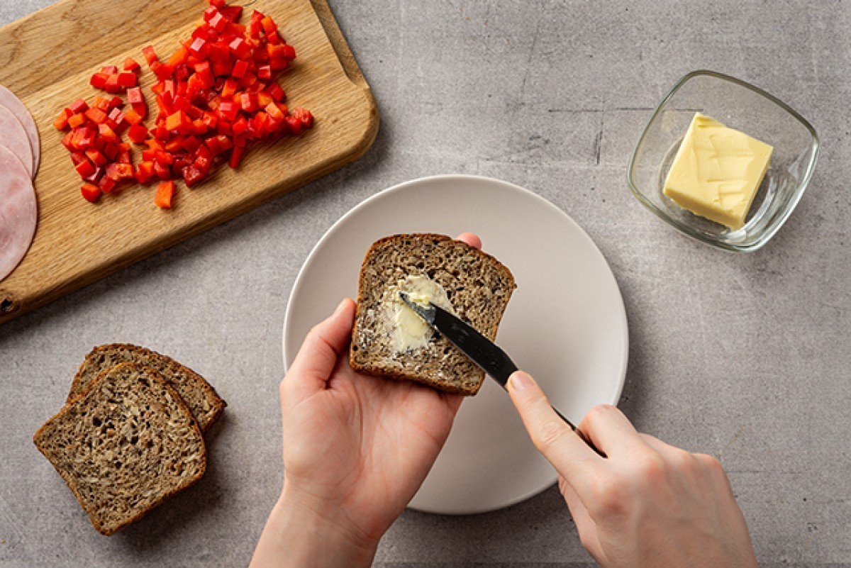 Recept voor Broodje met ham en paprika